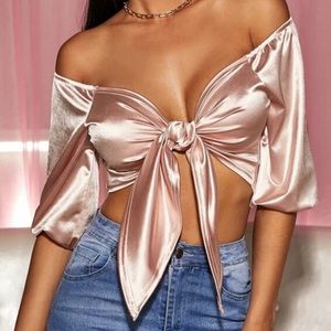 Size S satin tie shirt